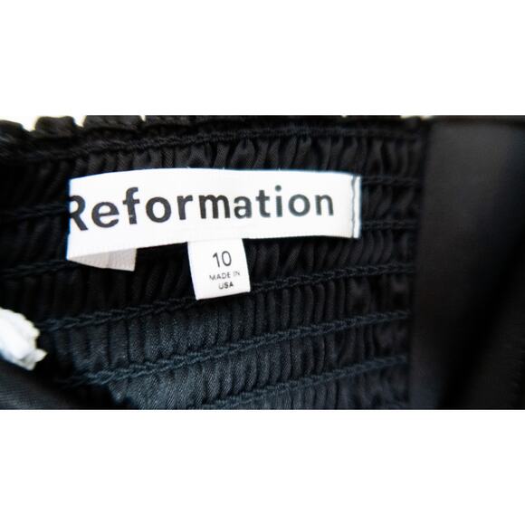 REFORMATION Kacia Black Satin Sheer Organza Bow Tie Straps Maxi Dress US 10 NWT - Picture 12 of 13